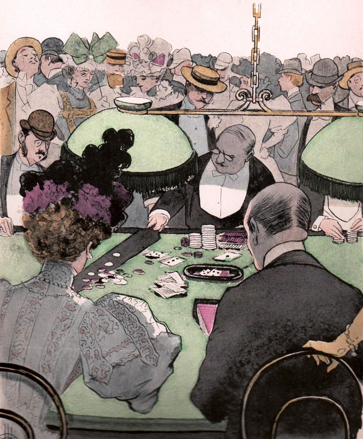 Ilustração de jogadores de bacará de 1897.