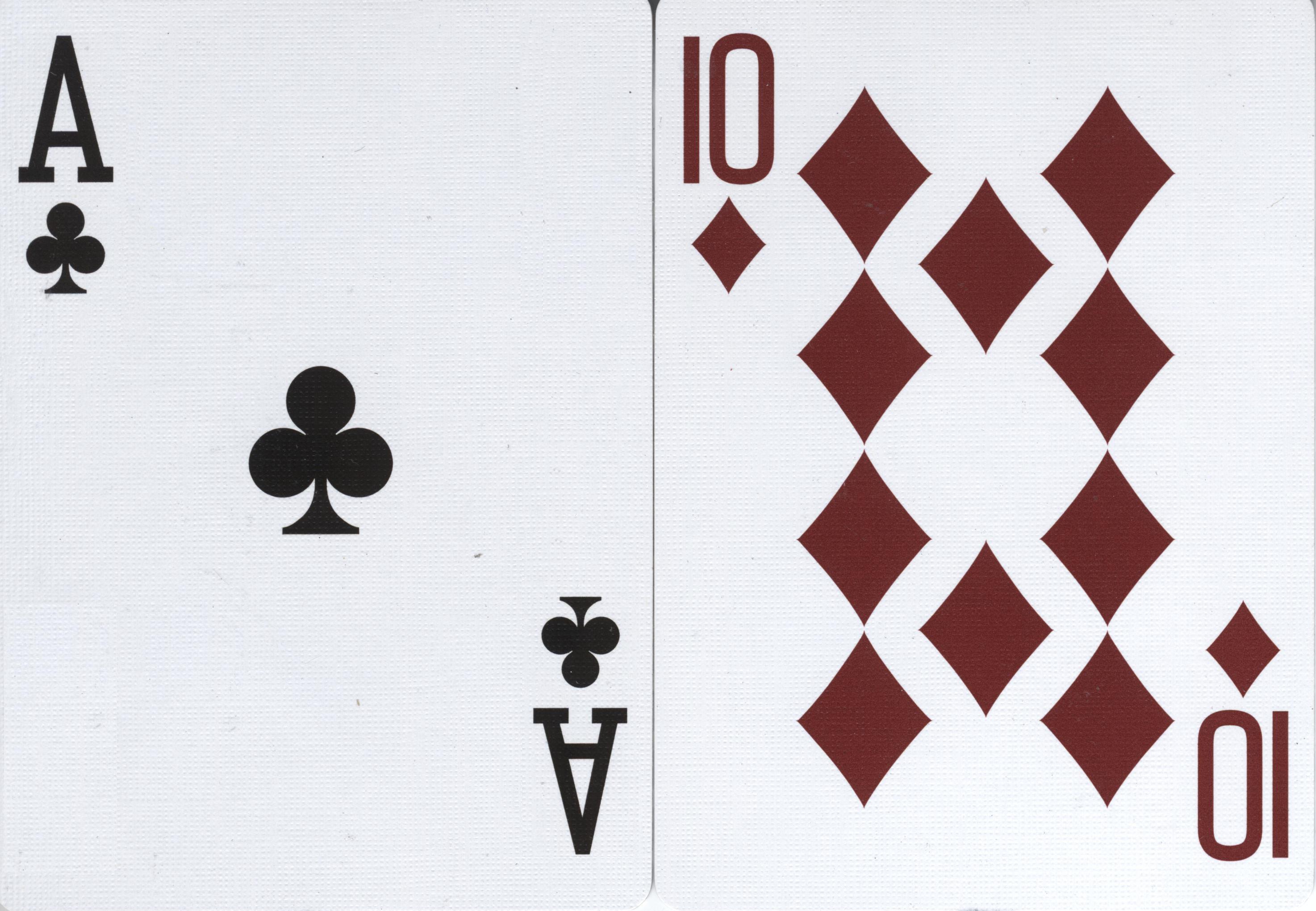 Um exemplo de blackjack, que consiste em um ás e uma carta de valor 10